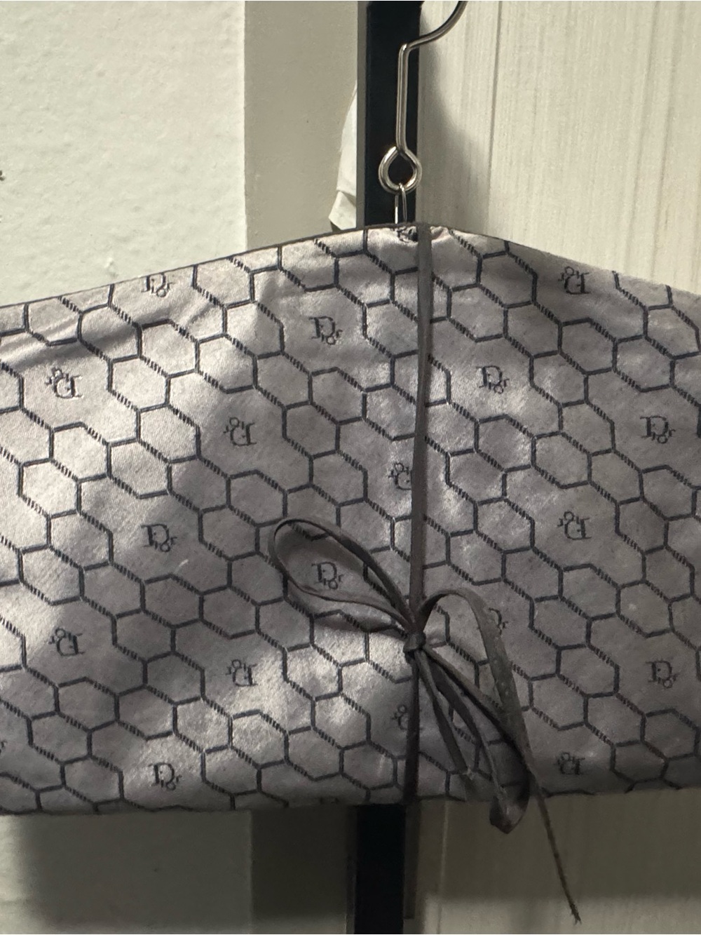 Dior Gray Hexagon Monogram Makeup/Jewelry organizer with Bow Tie Accent